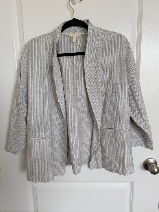 Eileen Fisher Jackets & Blazers - Eileen Fisher Organic Linen & Cotton Ticking Stripe Blazer